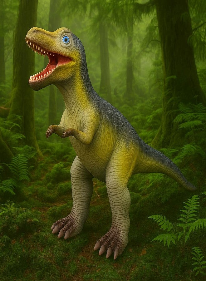 DTR Creation Tyrannosaurus Rex Dinosaur Toy ? 37 cm Realistic Dino Figure, Grey with Yellow Belly, Soft Rubber Prehistoric Animal Model for Kids - Image 3
